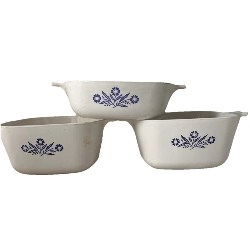 Corning Ware Blue Cornflower 1.75 Qt P-1 3/4-B Casserole Set 3